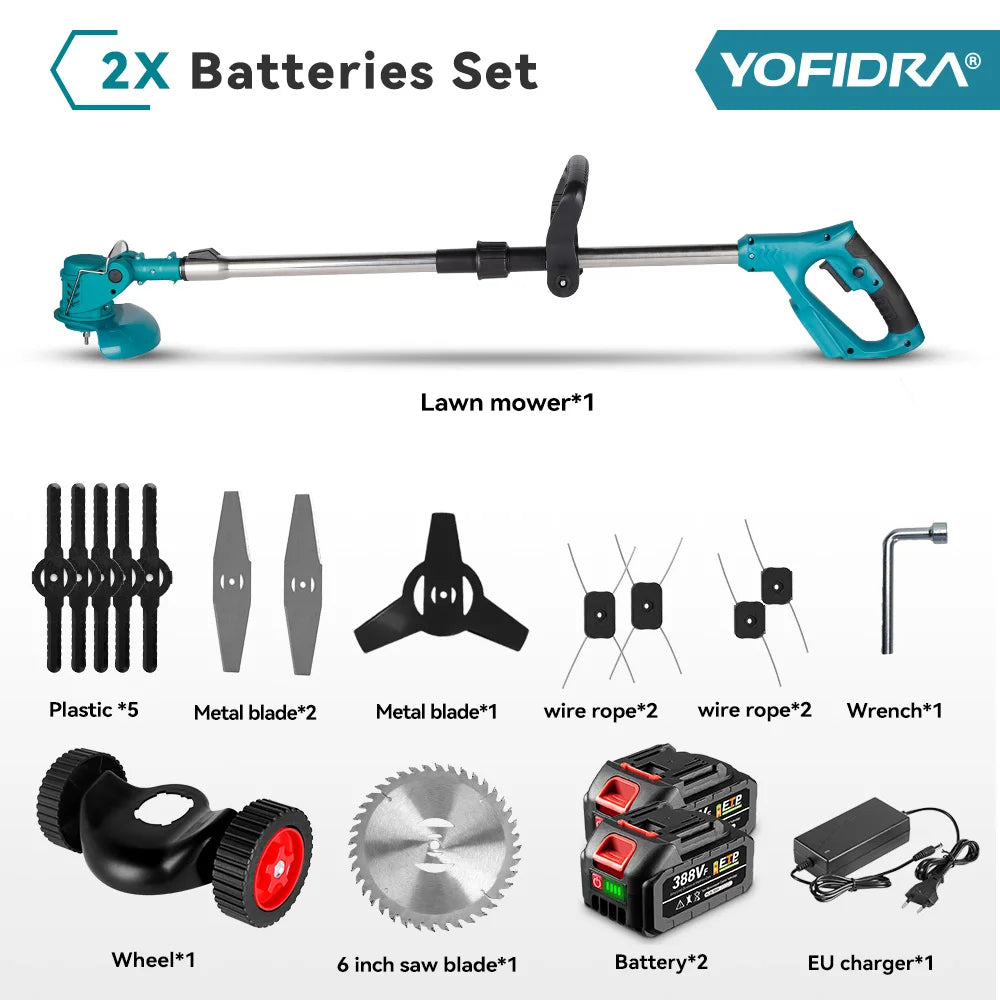 6 Inch 12000RPM Electric Lawn Mower 100-135cm Foldable Trimmer Pruning Cutting Garden Power Tool for Makita Battery Pin