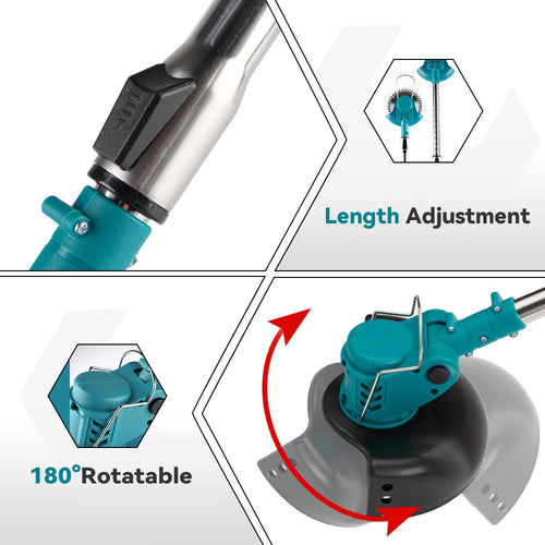 6 Inch 12000RPM Electric Lawn Mower 100-135cm Foldable Trimmer Pruning Cutting Garden Power Tool for Makita Battery Pin