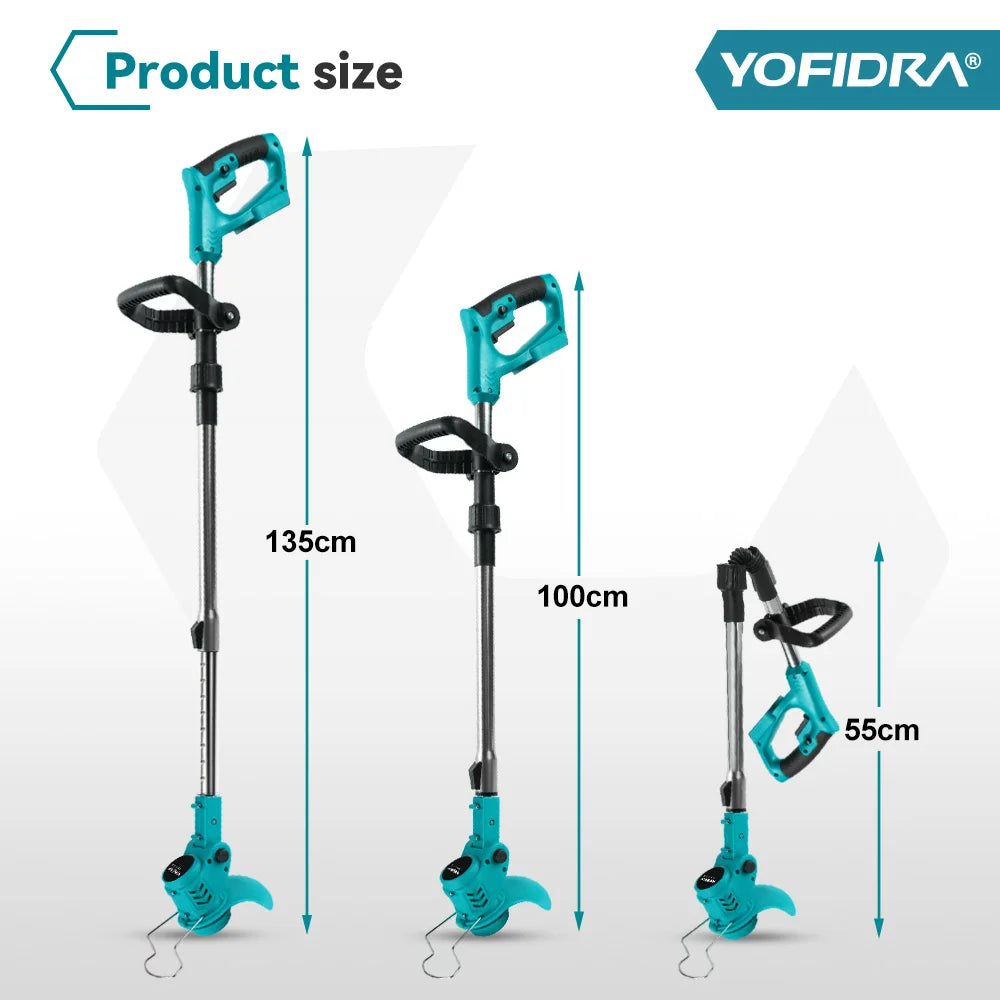 6 Inch 12000RPM Electric Lawn Mower 100-135cm Foldable Trimmer Pruning Cutting Garden Power Tool for Makita Battery Pin