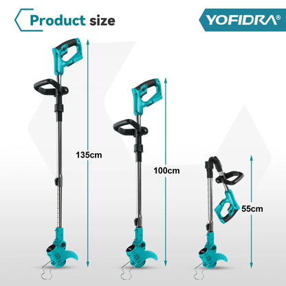 6 Inch 12000RPM Electric Lawn Mower 100-135cm Foldable Trimmer Pruning Cutting Garden Power Tool for Makita Battery Pin