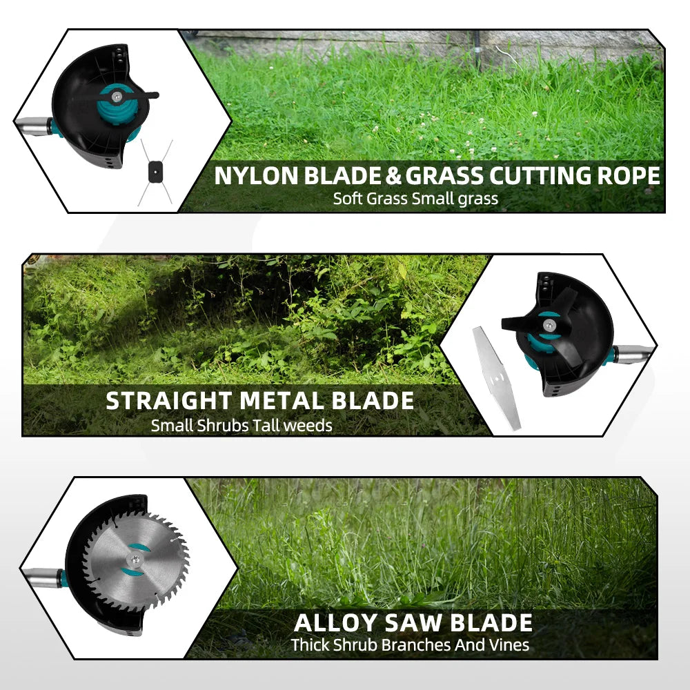 6 Inch 12000RPM Electric Lawn Mower 100-135cm Foldable Trimmer Pruning Cutting Garden Power Tool for Makita Battery Pin